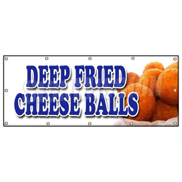 DEEP FRIED CHEESE BALLS BANNER SIGN beer battered on a stick cheddar